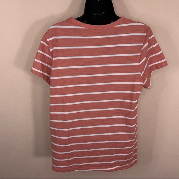 Large Mauve Orange White Striped Tee Time And Tru Casual Cotton Blend Preppy - Picture 3 of 13